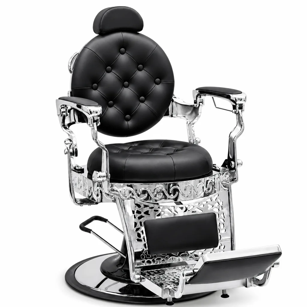 Sillón Barbero Con Acabado Plata Ultra Enzo