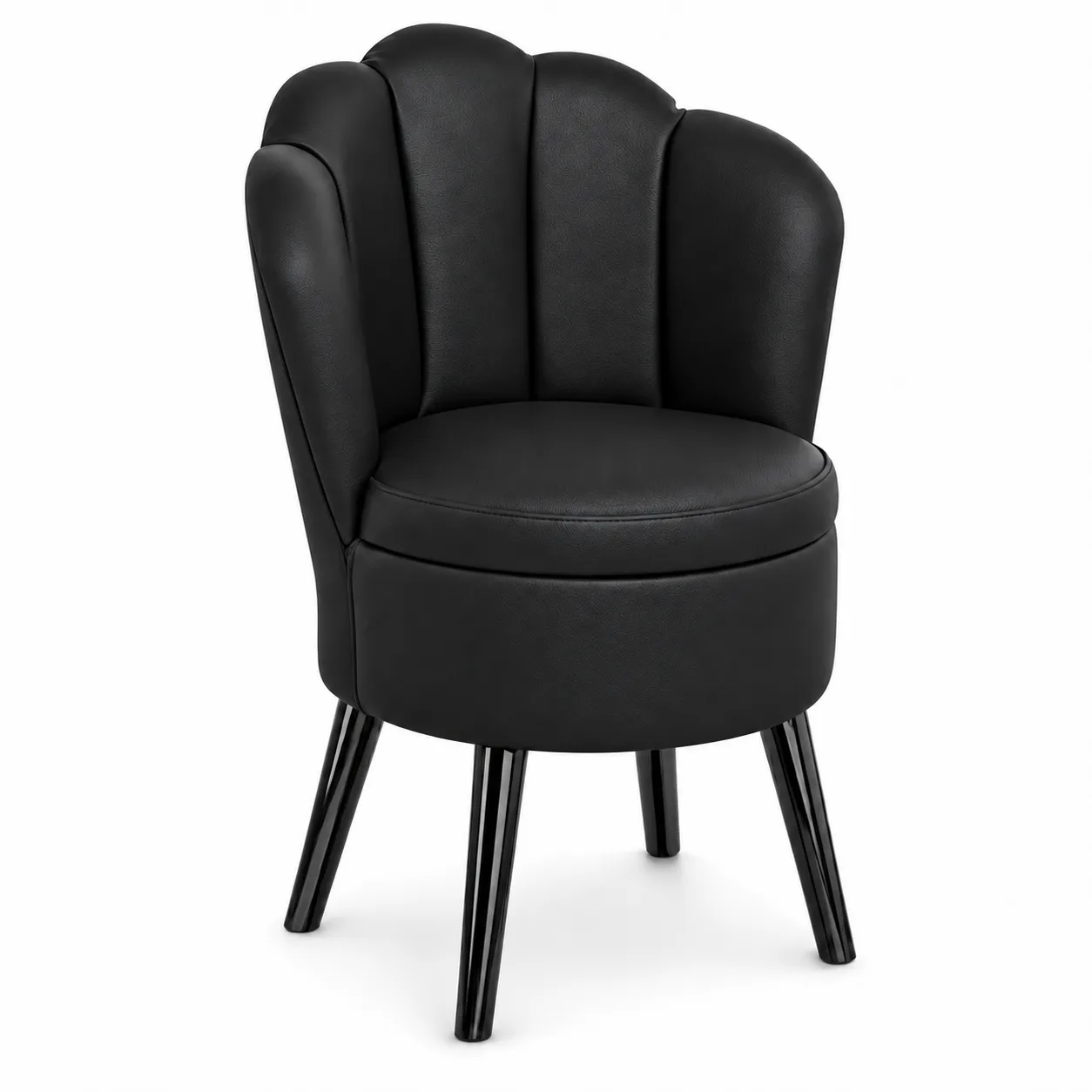 Silla de Manicure Negro Respaldo Concha Patas Aluminio Estela
