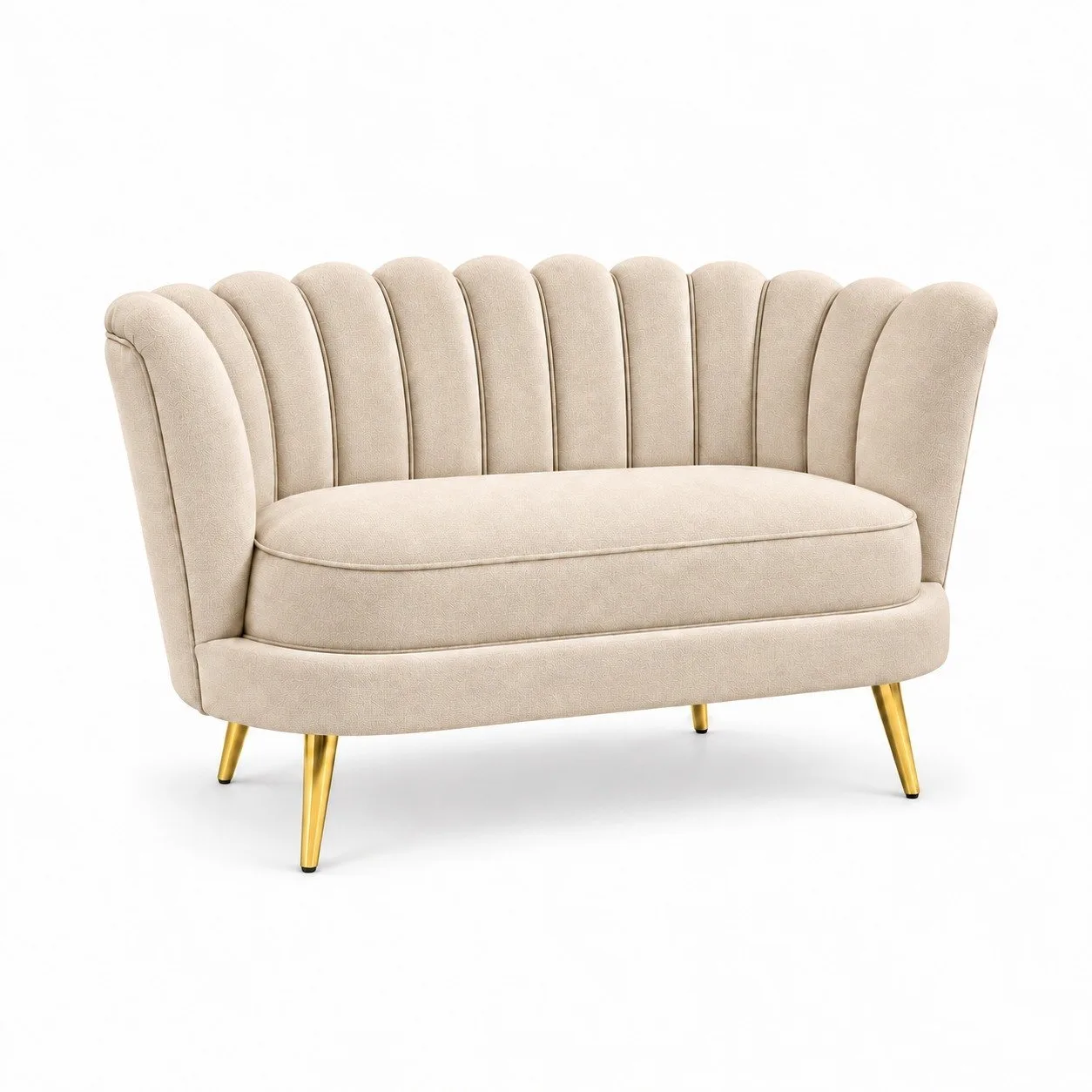 Sillón de Espera 2 Cuerpos Beige Patas Doradas Nelu