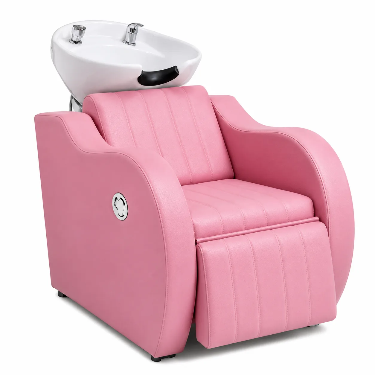 Lavacabezas Reclinable Premium Rosado con Loza Blanca