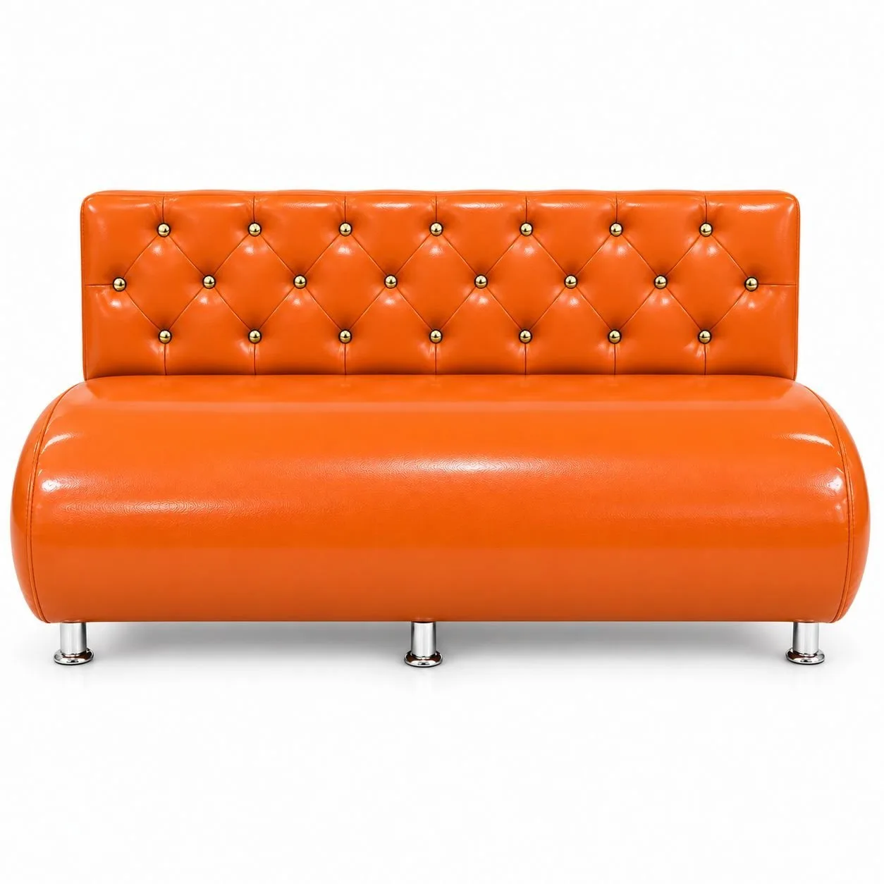 Sillón de Espera 2 Cuerpos Naranja Botones Dorados Nael