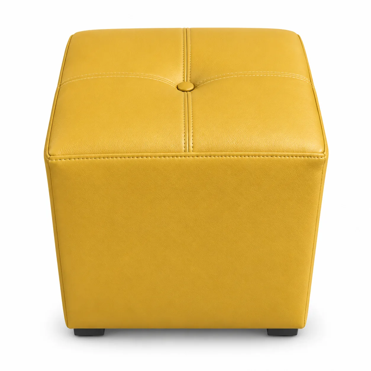 Banqueta Otomana Cúbica Amarillo Mostaza Capitoné Nuvi
