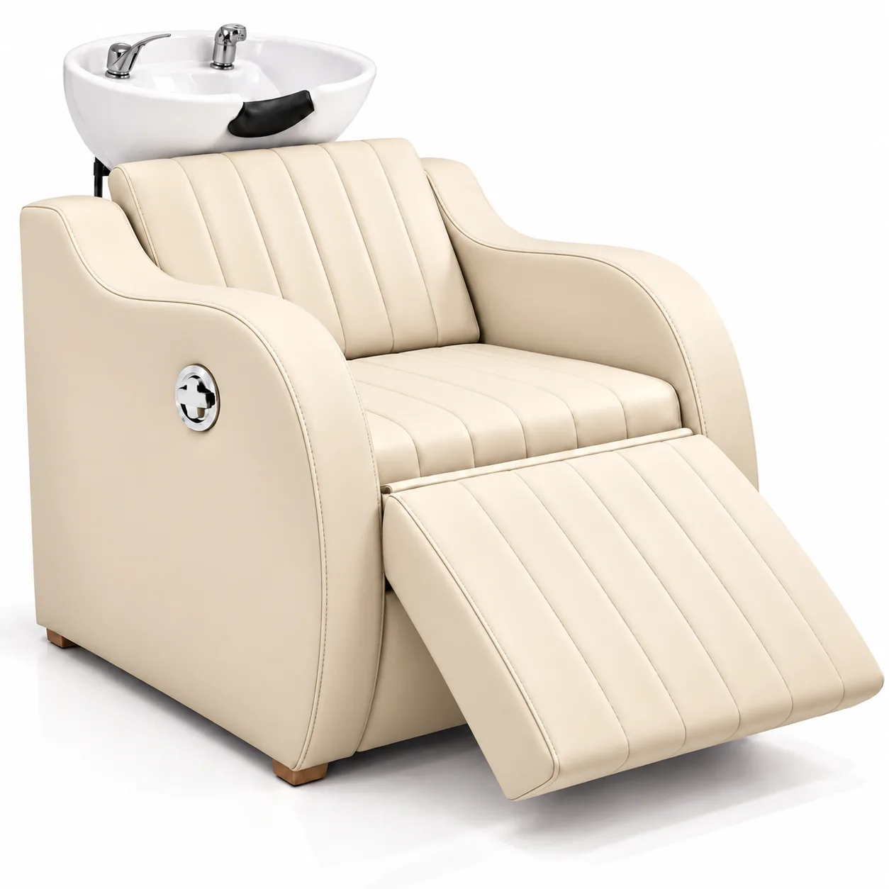 Lavacabeza Spa Marfil Claro Reclinable con Reposapiés Nael (Completo con Loza)