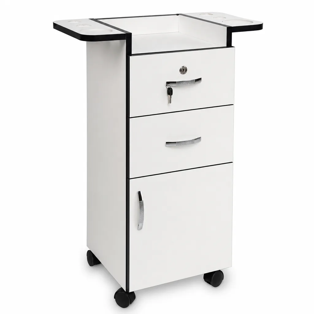 Carrito Auxiliar con Cajones y Puerta WHITE BLACK