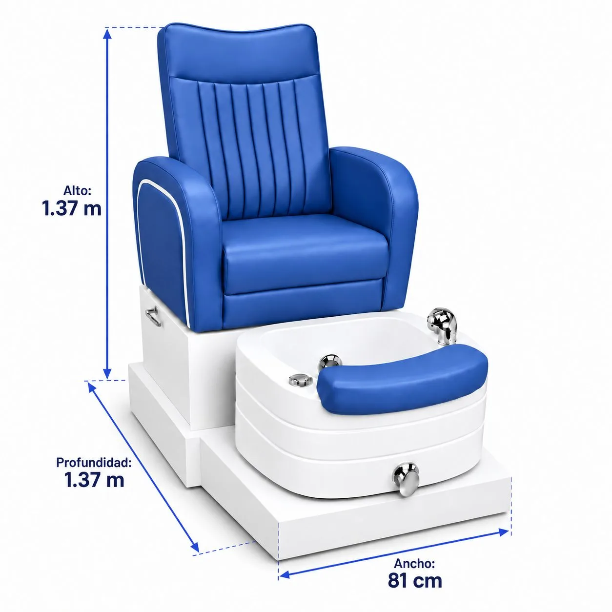 Sillón de Pedicure Spa Azul con Tina y Grifería Nael