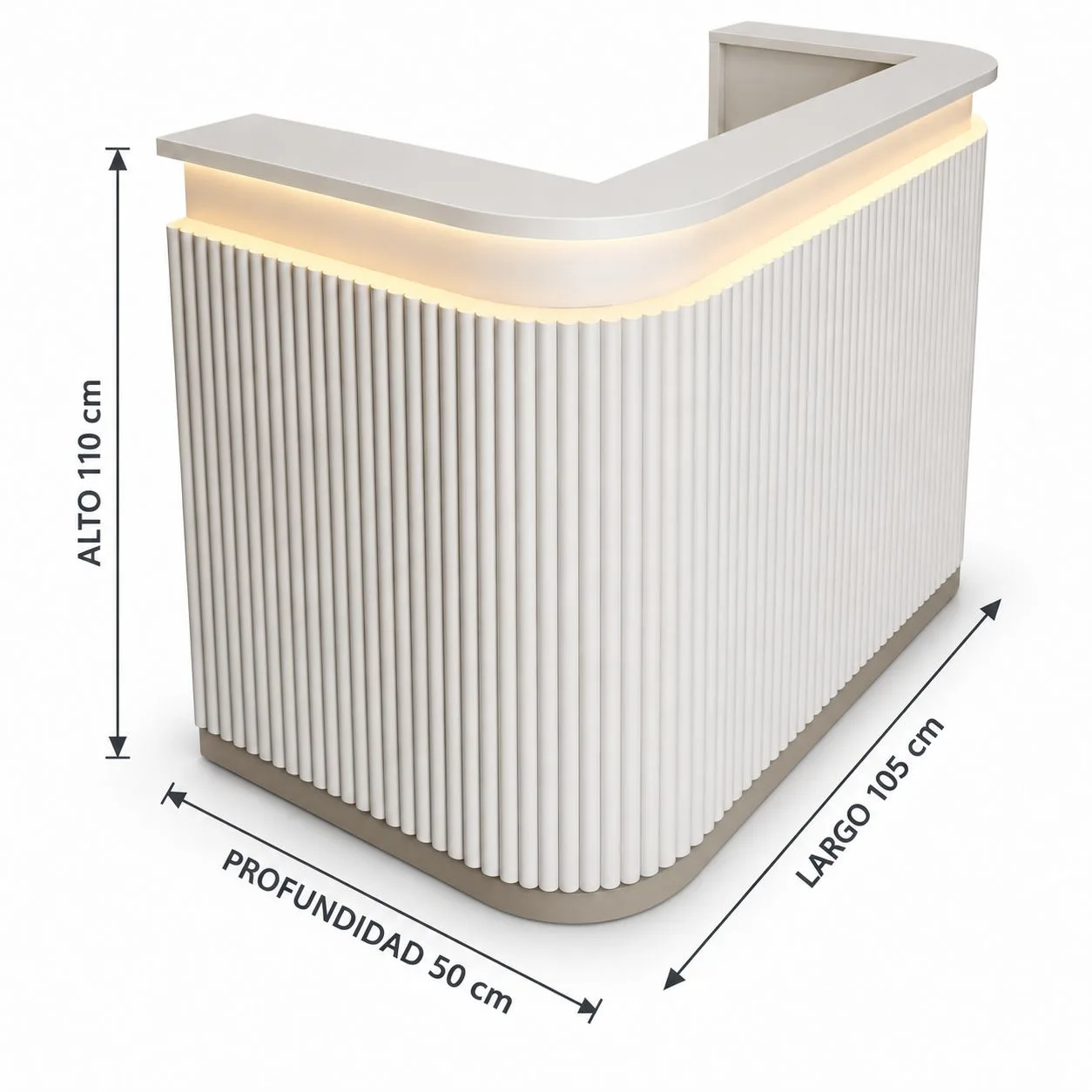 Counter Recepción blanco hueso Estriado con Luz LED Nael