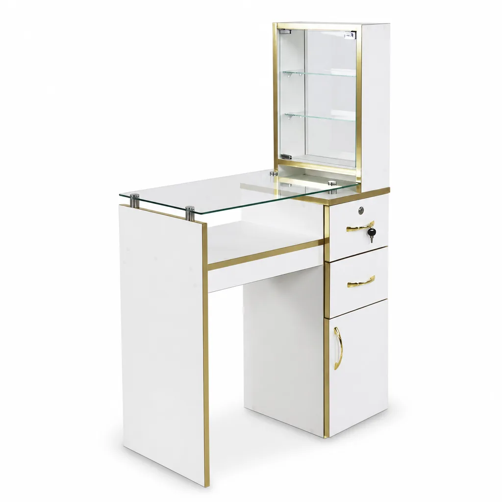 Mesa Manicure Compacto y Elegante Aurelia (Dorado)