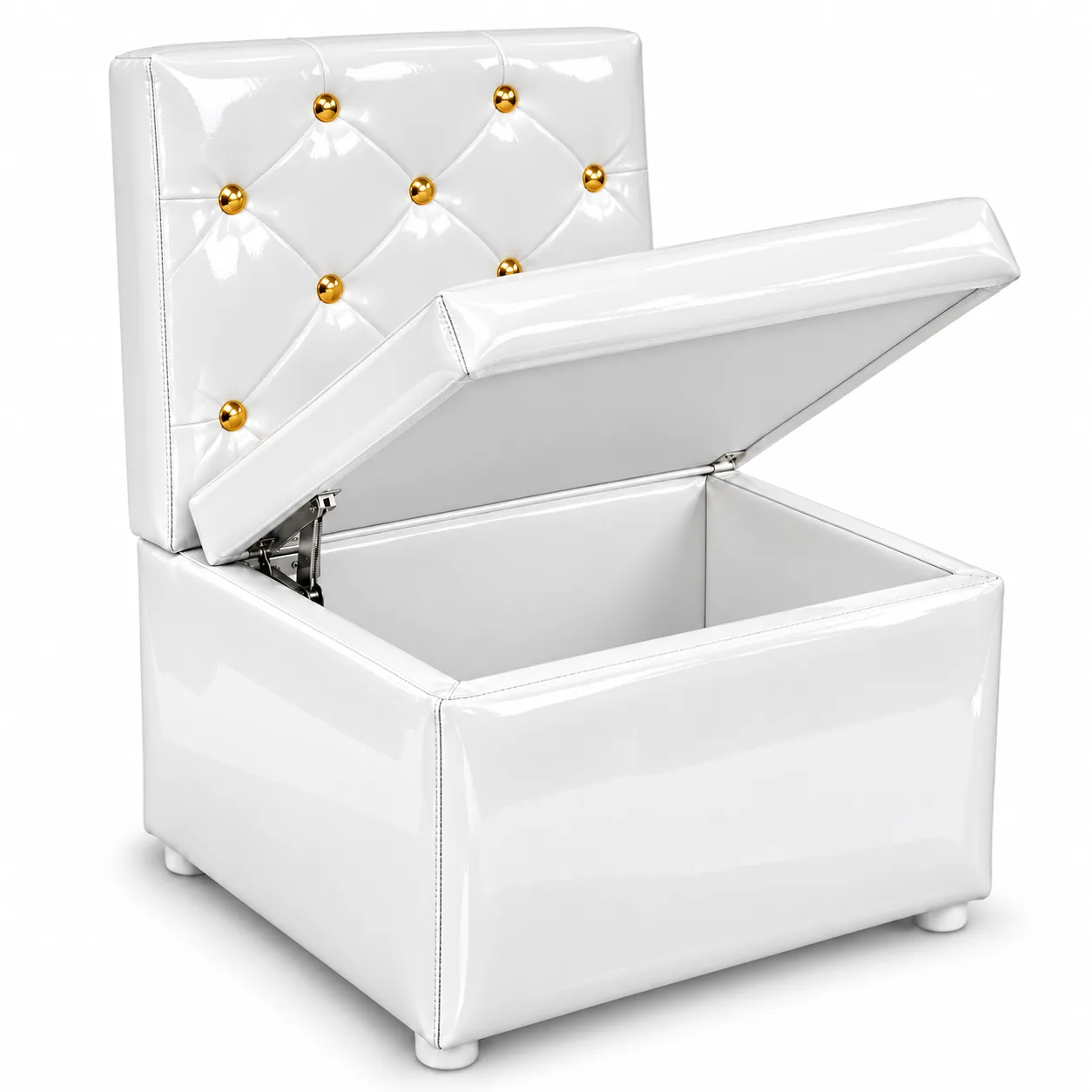 Sillón de Espera 1 Cuerpo Blanco con Botones Dorados Plastificado Nevo