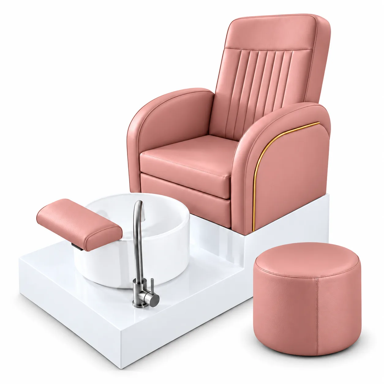 Sillón de Pedicure Rosa Spa con Tina y Banqueta Nuvi