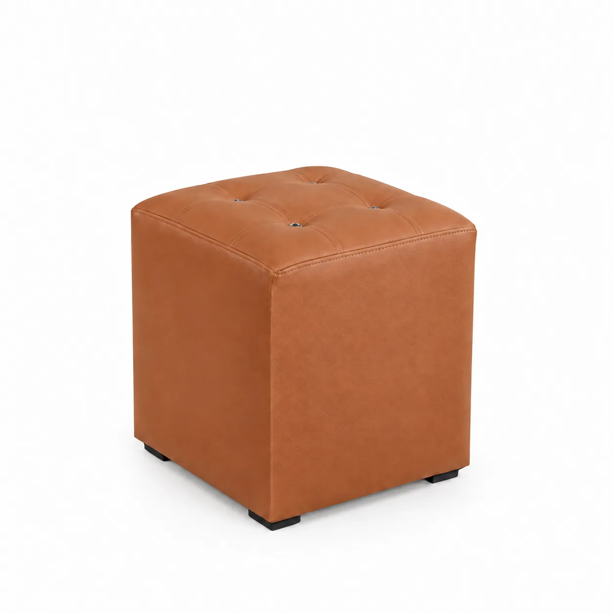 Puff Cubo Caramelo Capitoné con Botones Sira