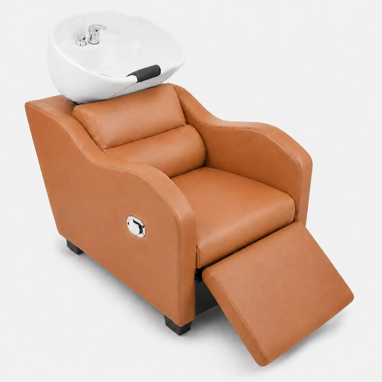 Lavacabezas Reclinable con Reposapiés – Color Caramelo