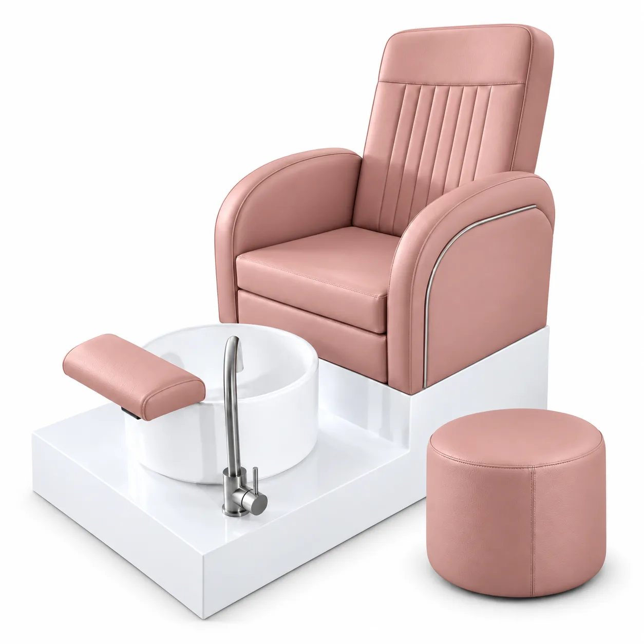 Sillón de Pedicure Rosa con Tina y Banqueta Nael