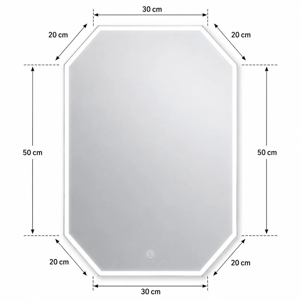 Espejo LED Táctil Octagonal con Borde Blanco